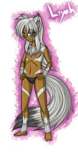 Rating: Questionable Score: 0 Tags: 2014 absurd_res anthro barefoot biped canid canine clothing e621 eyebrows eyelashes feet female flat_chested green_eyes hair hi_res liyah loli long_hair looking_at_viewer mammal nipples raccoon_dog solo standing tanuki tanukiarts underwear white_hair young young_anthro young_female User: bunchy7s