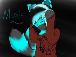 Rating: Safe Score: 0 Tags: 4:3 anthro blue_body blue_fur blue_nose canid canine clothing e621 electronics english_text eyes_closed fox fur happy headphones male mammal shirt solo text topwear trancethefolfy young young_anthro young_male User: bunchy7s