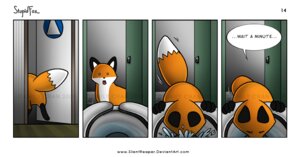 Rating: Safe Score: 0 Tags: 2009 :o ambiguous_gender base_one_layout beverage canid canine comic dialogue dipstick_tail distracting_watermark e621 emily_chan english_text feral four_frame_image fox head_in_toilet humor mammal markings mistake multicolored_tail one_row_layout open_mouth solo stupidfox tail tail_markings text toilet toony watermark User: bunchy7s