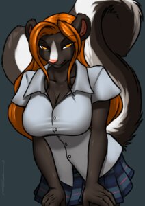 Rating: Safe Score: 0 Tags: amber_eyes anthro big_breasts bottomwear breasts cleavage clothed clothing e621 eldie_vytautus female furball hair hi_res looking_at_viewer mammal markings mephitid school_uniform seductive shirt skirt skunk solo striped_markings striped_tail stripes tail tail_markings topwear uniform User: bunchy7s