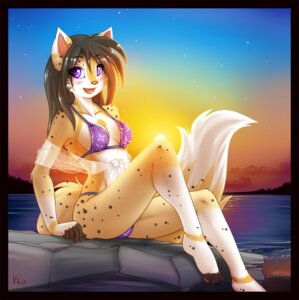 Rating: Questionable Score: 0 Tags: 2012 anthro beach bikini black_spots blush boulder brown_hair clothed clothing conditional_dnp detailed_background digital_media_(artwork) domestic_cat e621 felid feline felis female fluff-kevlar fox_tail hair looking_at_viewer lune mammal mountain open_mouth orange_body outside pinup pose purple_bikini purple_clothing purple_eyes purple_swimwear rock sand sea seaside skimpy sky solo spots star sunset swimwear tail tongue translucent translucent_clothing two-piece_swimsuit water User: bunchy7s