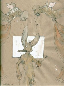 Rating: Explicit Score: 0 Tags: 3:4 5_fingers anthro balls bdsm bondage bound cigar e621 f27 feathered_wings feathers fingers flaccid genitals group humanoid_genitalia humanoid_penis lagomorph leporid male mammal nude penis portrait rabbit simple_background smoking standing three-quarter_portrait traditional_media_(artwork) wings User: bunchy7s