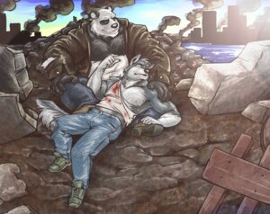 Rating: Safe Score: 0 Tags: 2013 anthro bear biceps big_muscles blood bodily_fluids bottomwear canid canine canis captaingerbear clothing denim denim_bottomwear denim_clothing domestic_dog duo e621 flexing footwear fur garret_(rain-yatsu) giant_panda husky jeans male mammal muscular muscular_male nordic_sled_dog outside pants pecs raining seattle_fur shoes sky spitz User: bunchy7s