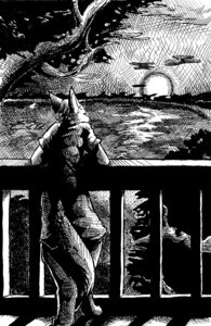 Rating: Safe Score: 0 Tags: 2010 anthro balcony black_and_white bottomwear canid canine clothing cross-hatching detailed_background e621 fox hatching_(art) high_place landscape male mammal monochrome peaceful scenic_view shaded shirt shorts solo suck_mcjones sunset t-shirt tail topwear User: bunchy7s