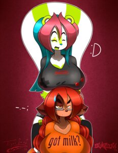 Rating: Safe Score: 0 Tags: 2013 :d anahi_(tiger1001) anthro big_breasts blaqink blue_hair boob_hat bovid bovine breasts brown_body brown_fur cattle clothed clothing duo e621 english_text eyewear female fur glasses got_milk? green_body green_fur grumpy hair hi_res mammal meme mephitid orange_eyes orange_hair panini_(blaqink) pink_hair shirt skunk smile tan_body tan_fur text text_on_clothing text_on_shirt text_on_topwear tiger1001 topwear white_body white_fur User: bunchy7s