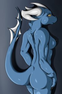 Rating: Questionable Score: 0 Tags: anthro blue_body breasts butt claws dragon e621 female grey_background hi_res horn kurtassclear mythological_creature mythological_scalie mythology nipples non-mammal_breasts non-mammal_nipples nude perri_(kurtassclear) pinup pose rear_view reptile scalie simple_background solo tail yellow_eyes User: bunchy7s