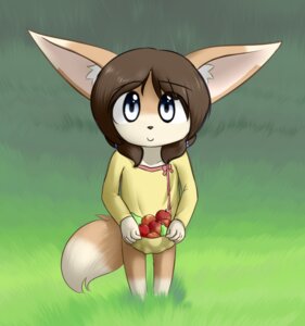 Rating: Safe Score: 0 Tags: 2013 absurd_res anthro apple big_ears blue_eyes bottomwear brown_hair canid canine chelsea_larimore clothed clothing clothing_lift delicious_(artist) digital_media_(artwork) dress e621 female fennec_fox food fox fruit grass hair hi_res high-angle_view looking_at_viewer mammal outside pigtails plant skirt skirt_lift smile solo topwear true_fox yellow_clothing yellow_topwear young young_anthro young_female User: bunchy7s