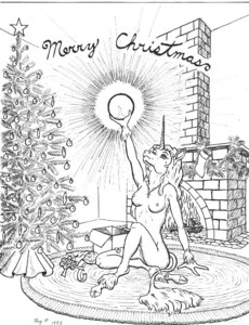 Rating: Questionable Score: 0 Tags: anthro breasts christmas e621 equid equine female holidays horn mammal monochrome mythological_creature mythological_equine mythology nipples nude royal-farmer solo tail unicorn User: bunchy7s