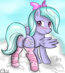 Rating: Questionable Score: 0 Tags: blush butt clothing cloud cutie_mark e621 equid equine feathered_wings feathers female feral flitter_(mlp) footwear freefraq friendship_is_magic hair hasbro hi_res legwear looking_back mammal my_little_pony mythological_creature mythological_equine mythology pegasus purple_body purple_feathers quadruped socks solo tail wings User: bunchy7s