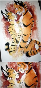 Rating: Questionable Score: 0 Tags: 2013 anthro breasts duo e621 eye_contact fangs faruku felid feline female hug looking_at_another lynx male mammal prehistoric_species romantic romantic_ambiance romantic_couple saber-toothed_tiger tail teeth whiskers User: bunchy7s