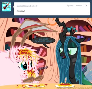 Rating: Safe Score: 0 Tags: ambiguous_gender arthropod blue_eyes changeling_(mlp) clothing cosplay costume crossover crown dead_space duo e621 earth_pony electronic_arts equid equine fan_character female feral fluffle_puff food friendship_is_magic green_eyes green_hair hair hasbro headgear horn horse insect_wings mammal mixermike622 my_little_pony pasta pink_hair pony queen_chrysalis_(mlp) spaghetti visceral_games wings User: bunchy7s