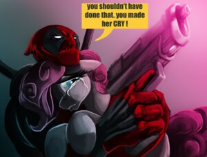 Rating: Safe Score: 0 Tags: bodily_fluids crossover crying deadpool dialogue djpuppeh duo e621 earth_pony english_text equid equine female feral friendship_is_magic gun handgun hasbro horse human male mammal marvel my_little_pony pinkie_pie_(mlp) pistol pony ranged_weapon speech_bubble tail tears text weapon User: bunchy7s