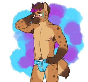 Rating: Safe Score: 0 Tags: anthro armpit_hair black_nose blue_clothing blue_underwear blush body_hair briefs clothed clothing e621 fur genchi hyena jarlarild kelkko male mammal nipples solo spotted_hyena tail topless underwear underwear_only User: bunchy7s