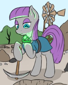 Rating: Safe Score: 0 Tags: 2014 4:5 blue_eyes digital_media_(artwork) e621 earth_pony equid equine fearingfun female feral friendship_is_magic fur grey_body grey_fur hair hasbro hi_res horse mammal maud_pie_(mlp) my_little_pony pickaxe pony purple_hair rock solo User: bunchy7s