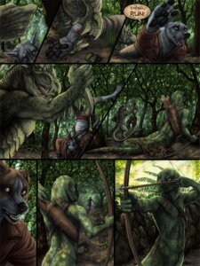 Rating: Questionable Score: 0 Tags: 3:4 anthro arrow_(weapon) blood bodily_fluids bow_(weapon) canid canine claws clothed clothing detailed_background e621 english_text feet forest fur grey_body grey_fur group hindpaw holding_object holding_weapon male mammal nature outside pawpads paws plant quiver_(object) ranged_weapon red_lantern rukis scalie tail tan_body tan_fur text toe_claws tree weapon white_body white_fur wood User: bunchy7s
