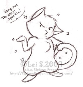 Rating: Safe Score: 0 Tags: 2009 ambiguous_gender anthro brown_and_white chest_tuft colored_pencil_(artwork) dialogue distracting_watermark domestic_cat e621 english_text felid feline felis fur line_art mammal monochrome ripfangdragon simple_background sketch solo sparkles speech_bubble tail text traditional_media_(artwork) tuft watermark white_background User: bunchy7s