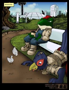 Rating: Safe Score: 0 Tags: 2014 amphibian anthro avian beak bird blue_body blue_feathers comic e621 eating falco_lombardi feathers feeding feeding_birds feral frog hi_res humor intermission legend_of_jenny_and_renamon male nintendo slippy_toad star_fox toad_(frog) yawg User: bunchy7s