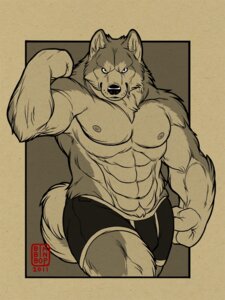 Rating: Safe Score: 0 Tags: 2011 3:4 abs akita anthro big_muscles bimbinbop black_clothing black_underwear boxer_briefs bulge canid canine canis clothed clothing domestic_dog e621 fist flexing front_view fur greyscale looking_at_viewer male mammal monochrome muscular muscular_anthro muscular_male nipples pose solo spitz stocky tail topless underwear User: bunchy7s