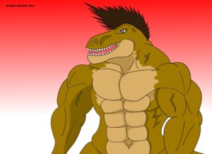 Rating: Questionable Score: 0 Tags: 2013 abs abstract_background anthro athletic biceps biped blue_eyes brown_body brown_hair brown_skin dinosaur e621 fangs hair hi_res jonathan_alexander male maxime-jeanne muscular muscular_anthro nude open_mouth pecs pose prehistoric_species red_background reptile saurischian scales scalie simple_background solo standing teeth theropod tongue tyrannosaurid tyrannosauroid tyrannosaurus tyrannosaurus_rex vein white_background User: bunchy7s