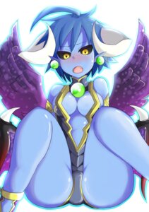 Rating: Questionable Score: 0 Tags: ahoge bare_shoulders black_sclera blue_body blue_hair blue_skin blush breasts clothing demon e621 ear_piercing fangs feathered_wings feathers female hair hi_res horn humanoid humanoid_pointy_ears jewelry naiara piercing pointy_ears redrose214 shinrabanshou short_hair side_boob simple_background sitting solo teeth underwear white_background winged_humanoid wings yellow_eyes User: bunchy7s