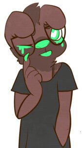 Rating: Safe Score: 0 Tags: ambiguous_gender anthro brown_body brown_fur canid canine canis claws clothed clothing domestic_dog e621 eyewear fingers fur glasses green_claws green_eyes green_nose green_tongue heart_eyes heart_symbol mammal millenia_(octonnibal) octonnibal shirt simple_background solo tongue tongue_out topwear white_background User: bunchy7s