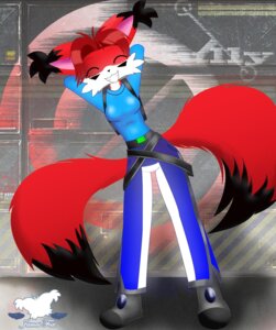 Rating: Safe Score: 0 Tags: anthro breasts canid canine digital_media_(artwork) e621 eyes_closed female fox fur hair jamesfoxbr jully_figthers mammal multi_tail red_body red_fur red_hair shaded solo tail User: bunchy7s