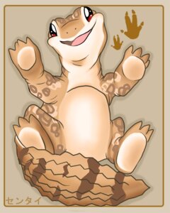 Rating: Safe Score: 0 Tags: 2010 3_toes 4:5 :d ambiguous_gender brown_body brown_scales daww e621 feet feral footprint lizard looking_at_viewer lying nude on_back open_mouth open_smile pawprint red_eyes reptile scales scalie sentai_(artist) smile solo sprawling_gait tail tan_body tan_scales toes tongue User: bunchy7s