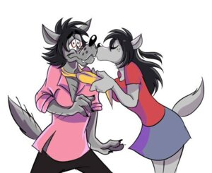 Rating: Safe Score: 0 Tags: anthro black_hair black_nose bottomwear canid canine canis claws clothing crossgender duo e621 fan_character female fur grey_body grey_fur hair kissing male mammal motion_lines mtf_crossgender nogicu pants raised_tail shirt short_hair simple_background skirt smile soyuzmultfilm square_crossover standing tail topwear volk_(wjyw) well_just_you_wait! white_background wolf User: bunchy7s