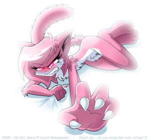 Rating: Questionable Score: 0 Tags: 2005 aeris_(vg_cats) angry anthro bed chest_tuft claws countershading domestic_cat e621 english_text felid feline felis female fur furniture glowing glowing_eyes hair looking_at_viewer lying mammal nude on_side pink_body pink_eyes pink_fur pink_hair pubes san_renard short_hair solo tail text tuft vg_cats User: bunchy7s