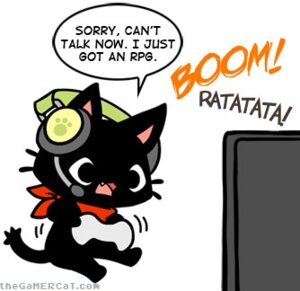 Rating: Safe Score: 0 Tags: ambiguous_gender black_body black_fur clothing controller domestic_cat e621 electronics english_text felid feline felis fur game_controller gamercat_(character) gaming headgear headphones headset kerchief low_res mammal microphone playing_video_game samantha_whitten solo tail television text the_gamercat User: bunchy7s