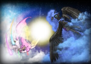 Rating: Safe Score: 0 Tags: armor black_body black_feathers blue_hair cloud crown cutie_mark detailed_background duo e621 elements_of_harmony equid equine feathered_wings feathers female feral fight friendship_is_magic hair hasbro headgear horn long_hair mammal my_little_pony mythological_creature mythological_equine mythology nightmare_moon_(mlp) outside princess princess_celestia_(mlp) quadruped royalty ryuukiba sky skyscape sun tail toony white_body white_feathers winged_unicorn wings User: bunchy7s