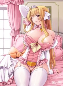 Rating: Questionable Score: 0 Tags: ;p areola_slip areolae arm_up arm_warmers bed blonde_hair breasts cecilia_buruushiea choker cleavage clothing crown curvy elbow_gloves female garter_straps gloves hair_over_breasts hat huge_breasts jewelry kei_jiei large_breasts lingerie nipple_slip nipples no_panties payot ring rule34 shiawase_na_ohimesama sitting stockings thighhighs tongue underwear white_legwear wink User: bunchy7s