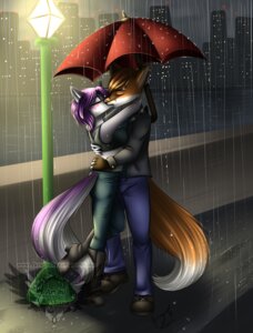 Rating: Safe Score: 0 Tags: anthro boots bottomwear canid canine canis city clothed clothing denim denim_bottomwear denim_clothing duo e621 female footwear fox fully_clothed hair holding_object holding_umbrella jacket jeans jess_(teckly) male mammal markings outside pants purple_hair purple_markings raining sea shana shana_(user) shirt_top shoes street_lamp tail topwear umbrella water werefox_(character) wolf User: bunchy7s