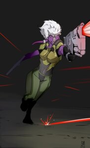 Rating: Safe Score: 0 Tags: absurd_res action_pose anthro armor boots clothing doom_(series) doom_3 dual_wielding e621 female footwear gloves gun hair handgun handwear head_plate head_tail hi_res holding_gun holding_object holding_ranged_weapon holding_weapon id_software kraskit microsoft pistol pose purple_body purple_eyes purple_skin ranged_weapon red_nose shane_nelson shoes solo tabitha_terleir weapon white_hair User: bunchy7s