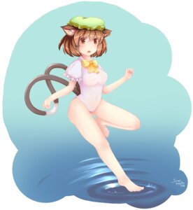 Rating: Questionable Score: 0 Tags: animal_humanoid bow_(feature) bow_leotard breasts brown_eyes brown_hair cat_humanoid chen_(touhou) clothing clothing_bow e621 ear_piercing felid felid_humanoid feline feline_humanoid female furim hair hat headgear headwear hi_res humanoid jewelry leotard mammal mammal_humanoid monotone_clothing monotone_leotard multi_tail nipples open_mouth piercing pink_clothing pink_leotard puffy_sleeves short_hair short_sleeves solo tail touhou translucent translucent_clothing water User: bunchy7s