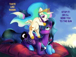 Rating: Safe Score: 0 Tags: 4:3 bakki blue_eyes blue_hair comic crown cutie_mark detailed detailed_background dialogue duo e621 english_text equid equine feathered_wings feathers female feral friendship_is_magic grass hair hasbro headgear horn mammal multicolored_hair my_little_pony mythological_creature mythological_equine mythology night plant princess princess_celestia_(mlp) princess_luna_(mlp) purple_body purple_feathers quadruped rainbow_hair role_reversal royalty sibling_(lore) sister_(lore) sisters_(lore) sky star starry_sky tail text toony white_body white_feathers winged_unicorn wings young User: bunchy7s