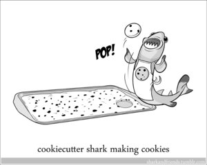 Rating: Safe Score: 0 Tags: ambiguous_gender apron aquatic clothing cookie cookie_dough cookiecutter_shark dalatiid e621 english_text feral fish food greyscale humor monochrome open_mouth pun shark sharp_teeth simple_background solo sound_effects squaliform teeth text unknown_artist url white_background User: bunchy7s