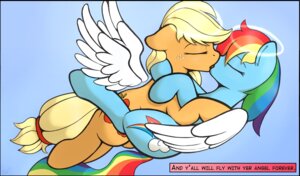 Rating: Safe Score: 0 Tags: 2013 applejack_(mlp) blonde_hair blue_body blue_fur clothing comic cowboy_hat cutie_mark digital_media_(artwork) duo e621 earth_pony english_text equid equine eyes_closed feathered_wings feathers female female/female feral flying freckles friendship_is_magic fur hair halo hasbro hat headgear headwear horse kissing mammal multicolored_hair my_little_pony mythological_creature mythological_equine mythology orange_body orange_fur outside pegasus pony rainbow_dash_(mlp) rainbow_hair ratofdrawn text wings User: bunchy7s