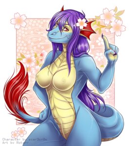 Rating: Questionable Score: 0 Tags: 2013 accessory anthro blue_body blue_scales breasts dragon e621 female flower flower_in_hair forefinger hair hair_accessory long_hair looking_at_viewer mythological_creature mythological_scalie mythology nipples non-mammal_breasts non-mammal_nipples plant purple_hair red_eyes red_tail rotarr scales scalie scary_(character) smile solo tail yellow_body yellow_scales User: bunchy7s