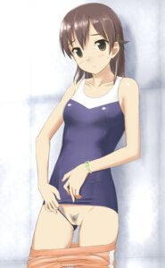 Rating: Explicit Score: 0 Tags: against_wall bare_shoulders blush bracelet brown_eyes brown_hair collarbone fat_mons female hair_ornament hairclip highres jewelry kyouno_madoka looking_at_viewer one-piece_swimsuit pants_pull parted_lips pointy_chin pubic_hair pussy rinne_no_lagrange rule34 solo sweatdrop swimsuit swimsuit_aside takafumi track_pants uncensored User: bunchy7s