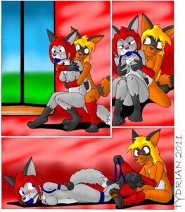 Rating: Explicit Score: 0 Tags: anthro arm_warmers armwear ball_gag bdsm blush bondage bound breasts canid canine clothing comic cristan duo e621 female fondling fox gag gagged leg_warmers legwear mammal nude procyonid raccoon rope studio tail tydrian zennie User: bunchy7s