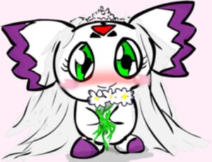 Rating: Safe Score: 0 Tags: bandai_namco barefoot big_eyes blush bride calumon clyndemoon digimon digimon_(species) e621 facial_markings feet female flower forehead_markings front_view green_eyes head_markings headdress holding_object looking_at_viewer low_res markings mostly_nude plant purple_body simple_background smile solo symbol toeless_(marking) wedding wedding_veil white_background white_body zero_unit User: bunchy7s