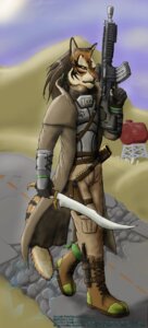 Rating: Safe Score: 0 Tags: 5_fingers anthro armor boots bottomwear braided_hair brown_body brown_fur brown_hair cargo_pants clothed clothing coat crossover day e621 english_description fallout felid fingers footprint footwear frostwyrm102 fur gloves gun hair handgun handwear hi_res holding_gun holding_object holding_ranged_weapon holding_weapon holster khajiit knife male mammal melee_weapon microsoft military_uniform ncr_ranger_(fallout) new_california_republic new_vegas outside pants pawprint pink_nose pistol ranged_weapon road scabbard sheathed_weapon shoes sky solo sword tail the_elder_scrolls topwear uniform walking weapon User: bunchy7s