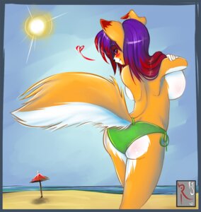 Rating: Questionable Score: 0 Tags: anthro back_boob beach big_breasts blush breasts butt canid canine casual_exposure clothed clothing conditional_dnp detailed_background digital_media_(artwork) e621 female fluff-kevlar fox fyxe heart_symbol huge_breasts looking_at_viewer looking_back looking_back_at_viewer mammal outside rear_view sand seaside side_boob sky solo sun tail topless water User: bunchy7s