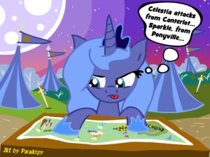 Rating: Safe Score: 0 Tags: banner crown detailed_background e621 equid equine female feral friendship_is_magic hasbro headgear horn mammal map melee_weapon moon my_little_pony mythological_creature mythological_equine mythology night paraderpy planning princess_luna_(mlp) road sky solo star sword tent text tiara toony unicorn war_room weapon User: bunchy7s