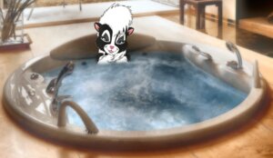 Rating: Safe Score: 0 Tags: anthro bath bedroom_eyes brandi_(jmh) e621 female grandfathered_content half-closed_eyes hi_res james_m_hardiman mammal mephitid narrowed_eyes open_mouth partially_submerged pink_nose seductive shopped skunk solo third-party_edit water User: bunchy7s