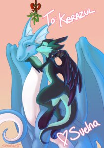 Rating: Safe Score: 0 Tags: 2010 anthro blue_eyes blush breasts conditional_dnp digital_media_(artwork) dragon duo e621 european_mythology eyes_closed feathered_wings feathers feet female fenra floating heart_symbol hindpaw illusory_fenra kerazul kiss_on_cheek kissing kissing_bough male mistletoe mythological_creature mythological_scalie mythology non-mammal_breasts nude paws plant ribbons scalie sefeiren side_boob signature svelna_(sefeiren) tail western_dragon wings User: bunchy7s
