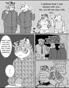 Rating: Safe Score: 0 Tags: anthro black_bars canid canine canis comic countershading dialogue domestic_dog e621 english_text felid fruitz greyscale group hard_translated letterbox male mammal monochrome pantherine tail text third-party_edit tiger translated translation_edit User: bunchy7s