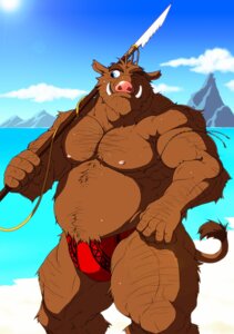 Rating: Questionable Score: 0 Tags: anthro barazoku clothing e621 male mammal melee_weapon musclegut muscular muscular_anthro muscular_male niku_18 overweight overweight_anthro overweight_male polearm slightly_chubby solo spear suid suine sus_(pig) tail underwear weapon weapon_on_shoulder wild_boar User: bunchy7s