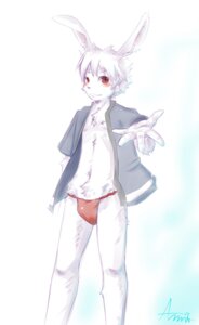 Rating: Questionable Score: 0 Tags: annie_na_rak anthro blush chest_tuft clothed clothing crimsonrabbit e621 fur hi_res lagomorph leporid male mammal open_clothing open_shirt open_topwear partially_clothed rabbit shirt simple_background solo topwear tuft underwear white_background young young_anthro young_male User: bunchy7s